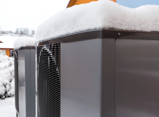 Two residential modern heat pumps